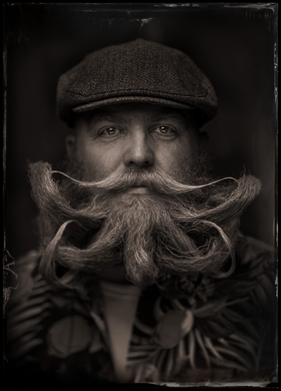 tintype of freestyle beard competition winner