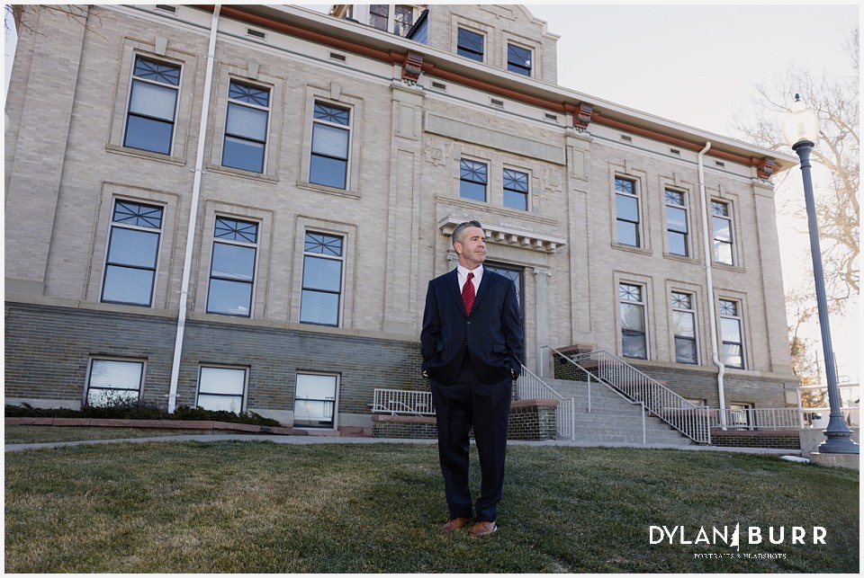 personal injury attorney outside the historic courthouse in downtown Littleton Colorado